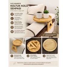 Bozkurt Cnc Ahşap Katlanabilir Koltuk Kolu Sehpası Yan Sehpa
