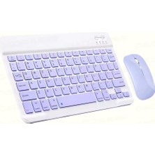 Schitec Kablosuz Klavye ve Mouse Set Type-C Şarjlı Bluetooth 2.4g Bağlantlılı Mor