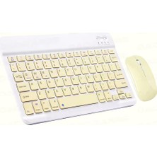 Schitec Kablosuz Klavye ve Mouse Set Type-C Şarjlı Bluetooth 2.4g Bağlantlılı Sarı