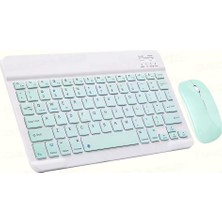 Schitec Kablosuz Klavye ve Mouse Set Type-C Şarjlı Bluetooth 2.4g Bağlantlılı Açık Yeşil