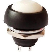 Robiz 12MM PBS-33B 2 Pin Push Buton Beyaz On Off 1A 250V Mini Yuvarlak Su Geçirmez Anahtar Momentary Switch