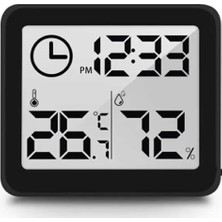 Robiz 45MM Mini Nem Sıcaklık Ölçer Zaman Hava Durumu Isı Gösterge Dijital Ekran Termometre Ev Oda Ofis Kuluçka Sera Depo Medikal