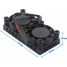 Robiz Raspberry Dual Fan Set Pi 4 3 B B+ 2 Adet 9mm Alüminyum Blok Çift Soğutma Fanı Isı Emici Dağıtıcı Sistem Termal Etiketli
