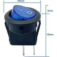 Robiz Yuvarlak 2 Pin Anahtar Rocker Switch Mini Buton Kırmızı 16MM Açma Kapama Anahtarı On / Off 3A 250V 3A 250V