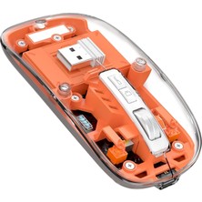 Schitec M377 Ultra Sessiz 3 Bağlantı Modlu 2xbluetooth Kablosuz Bağlantı + 2.4gh Gaming Type-C Şarjlı Mouse Turuncu