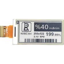 Robiz 2.13” OPM021B1 Paper LCD Etiket Reklam Gösterge Kağıt Ekran 250X122 Çözünürlük Düşük Güç Tüketimi Spı Ekitap Termostat