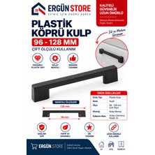 Ergün Store Köprü Kulp Mat Siyah Modern Mobilya Kulpu 96-128 mm Çift Ölçü Vida Dahil Sert Plastik Polimer Kulp 10 Adet