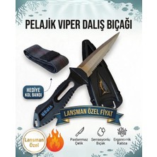 Pelajik Viper Dalış Bıçağı / Siyah / Kol Bandı Hediyeli / Zıpkın Avı ve Scuba Bıçak