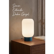 Zuri - Modern Dekoratif Abajur - Masa Lambası, Yatak Odası Komodin Lambası - [ampul Hediyeli]