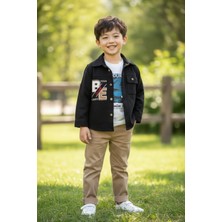 Erca Home Tekstil Ürünleri Pamuklu Kısa Kollu Tişörtlü Ceketli Üçlü Takım Mevsimlik Takım 7Y,8Y,9Y,10Y Erkek