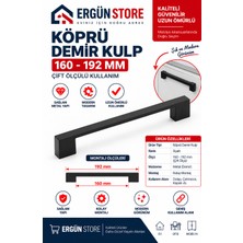Ergün Store Siyah Dolap Çekmece Mobilya Kulpu Köprü Kulp Siyah 160-192 mm Çift Ölçü 1 Adet