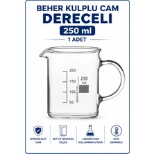 Labolist Beher Kulplu Cam 250 ml - Kısa Form Isıya Dayanıklı Beaker