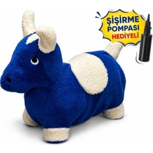 Neva Home Dordoi Sevimli Şişme Zıp Zıp Peluş Hayvan Mavi-Beyaz (Şişirme Pompası Hediyeli)