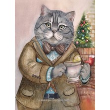 Neva Home Nova 1000 Parça Sosyetik Kedi, Şömine Keyfi Puzzle