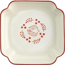 Neva Home Aryıldız Red Bird Köşeli Geometrik Tabak Renkli 19 cm
