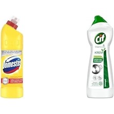 Neva Home Yoğun Kıvamlı Çamaşır Suyu Limon Ferahlığı 750 ml ve Cif Krem Yüzey Temizleyici Amonyaklı Yağ ve Kireç Sökücü Leke Çıkarıcı 750 Ml, Çamaşır Suyu + Leke Çıkarıcı