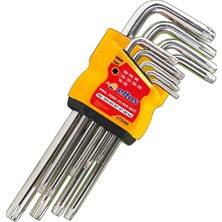 Neva Home 9 Parça Alyan Anahtar Seti, 180 Mm, Krom Vanadyum Çelik, L Tipi Sap, T10-T50'YE Kadar, Ergonomik Tutuş, Korozyona Dayanıklı, Otomotiv, Makine, Endistriyel Vida, Ekipman Uyumlu (Torx Uçlu)