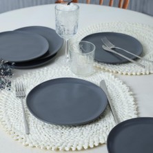 Neva Home Mat Gri Sardes Pasta Tabağı 22 cm 6 Adet 959