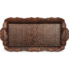 Neva Home Osmanlı Motifli Küçük Metal Servis Tepsisi – Dekoratif Sunum Tepsisi, 36 x 18 Cm, 306 G (Kahverengi)