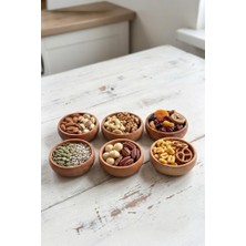 Neva Home 6 Parça Doğal Kayın Ağacı Ahşap Çerezlik Kaseler - 10 cm Kahvaltılık ve Mezze Sosluk Seti