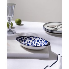 Neva Home Reve Bleu Ellis Oval Tabak - 19 cm - Mavi/beyaz
