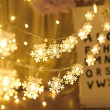 Neva Home 5 Metre LED Işıklı 28'li Kar Tanesi Işık Zinciri Dekoratif Pilli Aydınlatma Ev Dekorasyonu Süsleme Salon Oda Merdiven Balkon Süslemeleri Için Yılbaşı Eğlence Doğum Günlerine Özel Aydınlatma