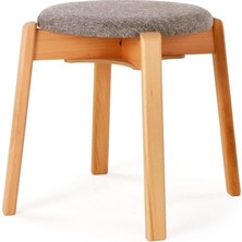 Neva Home Arc Kayın Puf Tabure Yuvarlak Modern Bench Oturak Tekli (Gri)