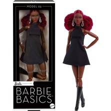 Neva Home Basıcs™ Bebek Barbie Basics Koleksiyona Uygun Bebek, Siyah Elbisesi ve Botlarıyla Kızıl Kıvırcık Saçlı Model 03 JBH75