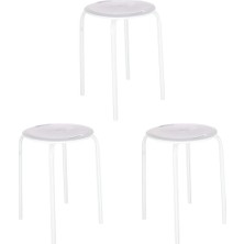 Neva Home Tabure Demir Beyaz M-KV18-01 3lü Paket