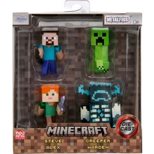 Neva Home Toys Minecraft Figür Seti, 4 Adet (Her Biri 6 Cm) - Caves & Cliffs'ten Steve Alex Creeper Warden Metal Figürler, 8 Yaşından Büyük Koleksiyoncular Için - 253262001
