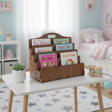 Neva Home Carry Montessori 4 Raflı Ahşap Mini Kitaplık -Çocuk Odası Kitaplık (Ceviz Renk)