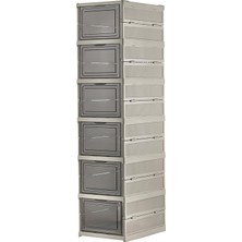 Neva Home 6 Katlı, Katlanabilir Ayakkabılık, Taşınabilir Çok Amaçlı, Geniş, Katlanabilir Dolap ve Raf, Katlanır Taşınabilir Premium Portatif Organizer Ayakkabılık (25,5cm x 34,5cm x 105,5CM) (Toprak)