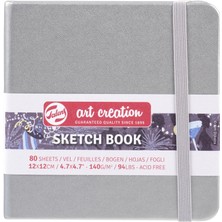 Neva Home Eskiz Defteri, 80 Yaprak, 12 x 12 Cm, Parlak Gümüş