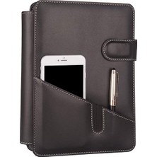 Neva Home 5281 Ajanda Tarihsiz Çizgili 17X24 Ajanda Defter 160 Yaprak Ivory Kağıt Suni Deri Telefon Kılıflı Hesap Makineli Organizer, Siyah