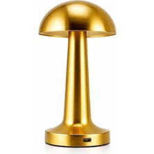 Neva Home Mantar Lamba Dokunmatik 3 Kademeli LED Masa Lambası Şarj Edilebilir Kablosuz Taşınabilir Gece Lambası Dekoratif Gold Abajur