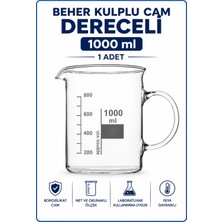 Labolist Beher Kulplu Cam 1000 ml - Kısa Form Isıya Dayanıklı Beaker