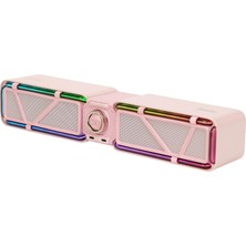 Neva Home D-Base 30W Masaüstü Bluetooth Gaming Hoparlör, Rgb Işıklı, Çift Portlu 35W Hızlı Şarj, Usb/aux/bluetooth6.0 (Pembe)