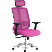 Neva Home Spark Ofis Sandalyesi Baş Destekli Fileli Sırt Ergonomik Çalışma Koltuğu (Pembe)