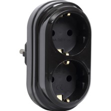 Neva Home 2'li Golyat Fiş, Ikili Topraklı Duvar Tipi Priz Çoklayıcı Fiş, 16A 250 Volt, Max 3600 Watt (Siyah)