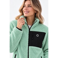 Machi Kadın OVERSIZE Kuzu Welsoft Sıcak Tutan Peluş Polar Ceket 3 Cepli Tam Fermuarlı Geniş Beden (Bir beden küçük alabilirsiniz)
