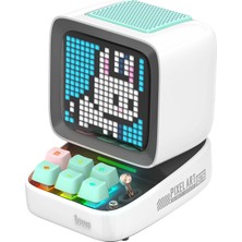 Neva Home Ditoo Pixel Art Taşınabilir Bluetooth Hoparlör, 256 LED Uygulama Kontrollü Ekran, Mekanik Rgb Klavye, Oyunlar, Alarmlar ile Kablosuz Yüksek Sesli Hoparlör, Beyaz