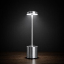 Neva Home Şarjlı LED Masa Lambası – 3 Işık Sıcaklığı ve Parlaklık Ayarı, Dokunmatik Kontrol, Yüksekliği 34.5 Cm, Alt Tabanı 8 cm – Şık ve Modern Tasarım, Kullanım Kolaylığı | Ymn-8 (Silver)