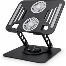 Neva Home Laptop Soğutucu Stand Çift Fanlı 360 Derece Döner Ayarlanabilir Notebook Yükseltici Metal Bilgisayar Standı Katlanabilir Masaüstü Laptop Tutucu | 286