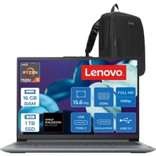 Neva Home Ideapad Slim 3 Amd Ryzen 5 7520U 16GB Lpddr5 1tb SSD Radeon 610M Graphics 15.6" Fhd Tn 250NITS Freedos Taşınabilir Bilgisayar 82XQ00SFTXF10 + Zettaçanta