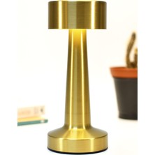Neva Home Şarjlı Mantar Masa Lambası Metal Dokunmatik 3 Işık Parlaklık Ayarlı Gece Masa Üstü Lamba (Gold A3)