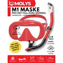 Neva Home M1 Profesyonel Dalış Maskesi + Pro Full Dry Tam Kuru Şnorkel + Free Dom Antı Fog Buğu Önleyici Film