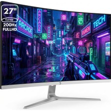 Neva Home Game Power Gamepower Vivid T50 27'' 1500R Curved Rgb Beyaz 200Hz 0.5ms Fhd 2X2W Speaker Va Gaming Monitör (Sıfır Ölü Piksel Garantili)