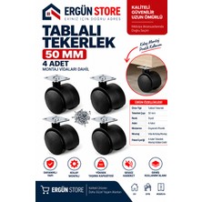 Ergün Store Oynak Tablalı Dolap Sehpa Masa Ayağı Mobilya Tekerleği 50 mm 4 Adet Vida Dahildir
