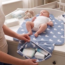 Neva Home Deux LAPINS%100 Pamuk Çantalı Pratik Katlanabilir Alt Değiştirme Matı - Mono Lapin Royal Blue PALTAC-RYB-000STD