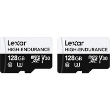 Lexar 2'li 128GB High Endurance Micro Sd Hafıza Kartı V30 4K Hafıza Kartı 100MB/SN Uhs-I Sınıf 10 Güvenilir Performans